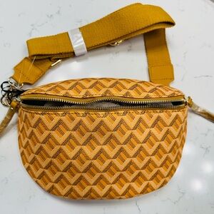 Stylish Yellow Patterned Bum Bag Crossbody Bag